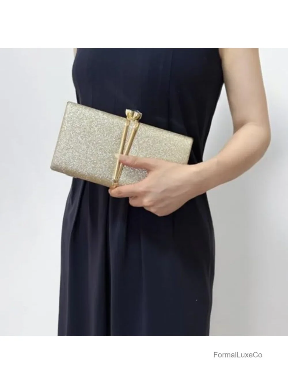 Faux Leather Evening Clutch Purse with Detachable Chain Shoulder Strap for